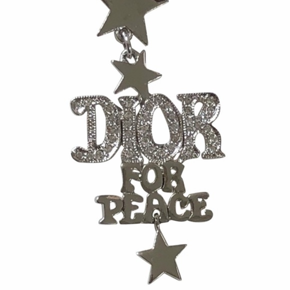 Dior Jewelry - Vintage Christian Dior 70’s Silver Diamanté Crystal Dior For Peace Logo Earrings